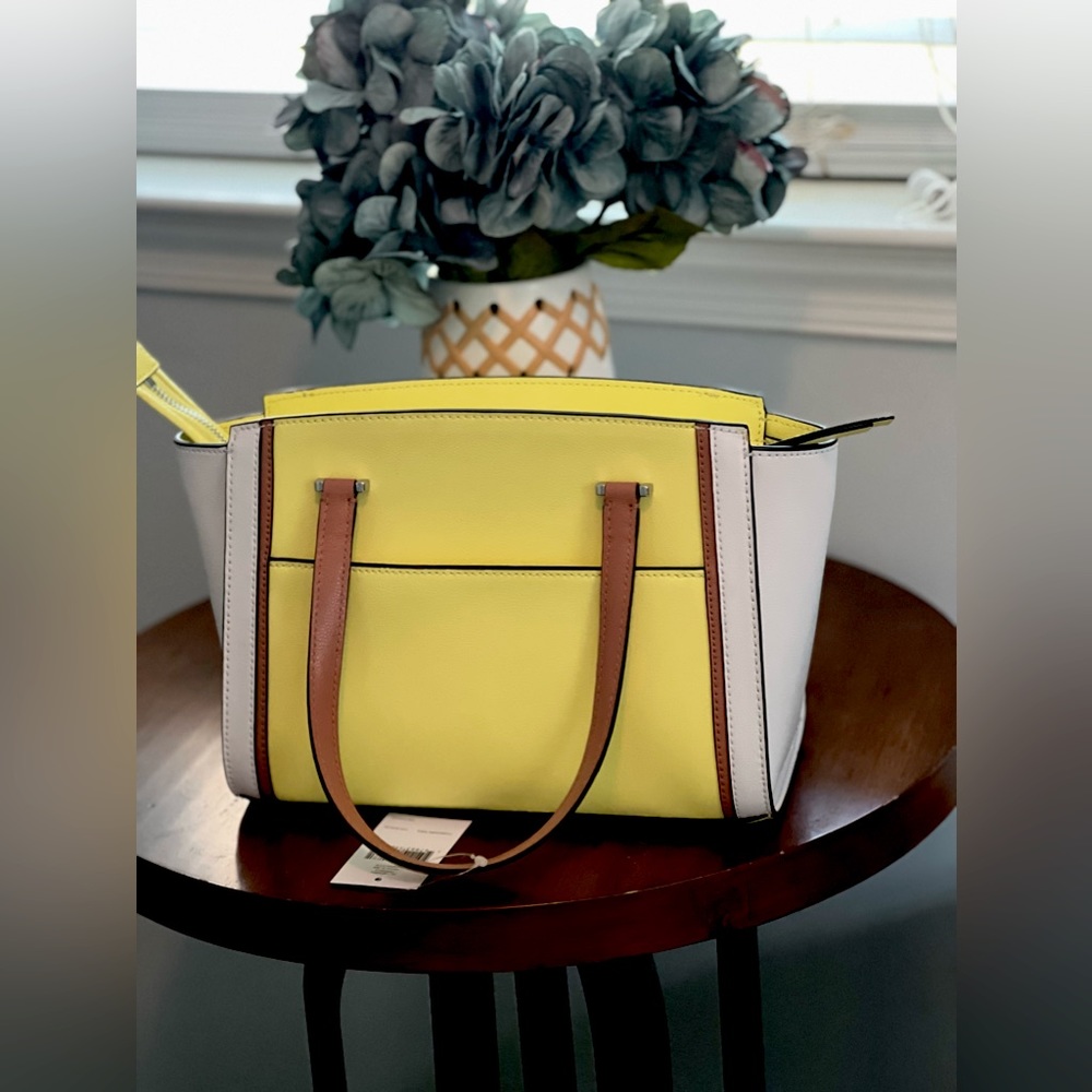 Kate Spade Yellow and White Satchel